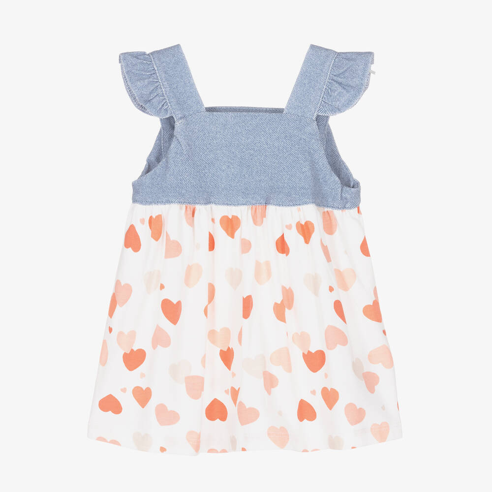 Mayoral-Baby Girls Ivory & Pink Heart Dress | Childrensalon Outlet
