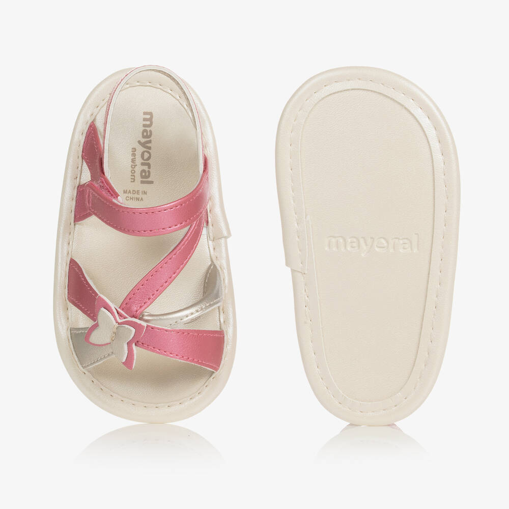 Mayoral-Baby Girls Ivory & Pink Pre-Walker Sandals | Childrensalon Outlet