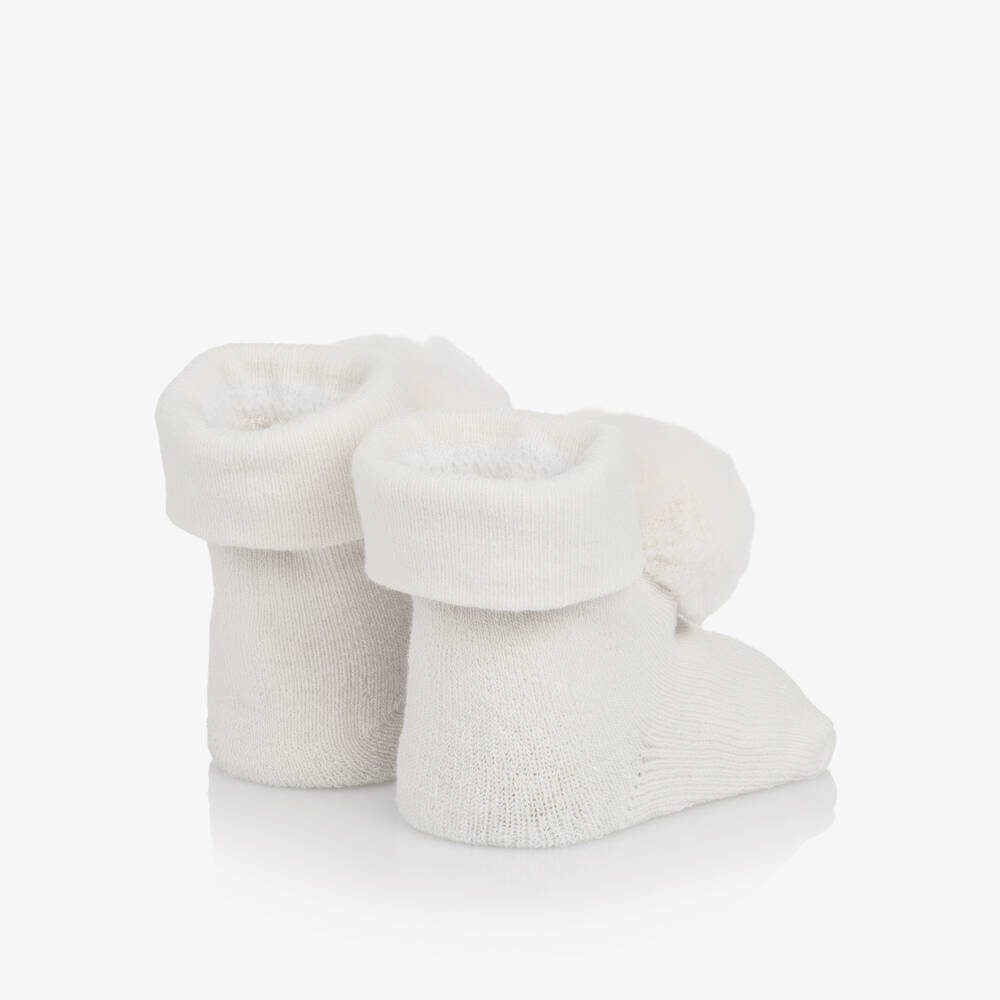 Mayoral Newborn-Baby Girls Ivory Pom Pom Headband & Booties Set | Childrensalon Outlet