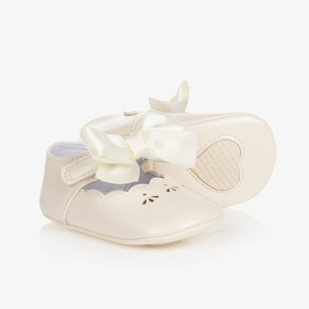 Mayoral - Elfenbeinfarbene Baby-Krabbelschuhe | Childrensalon