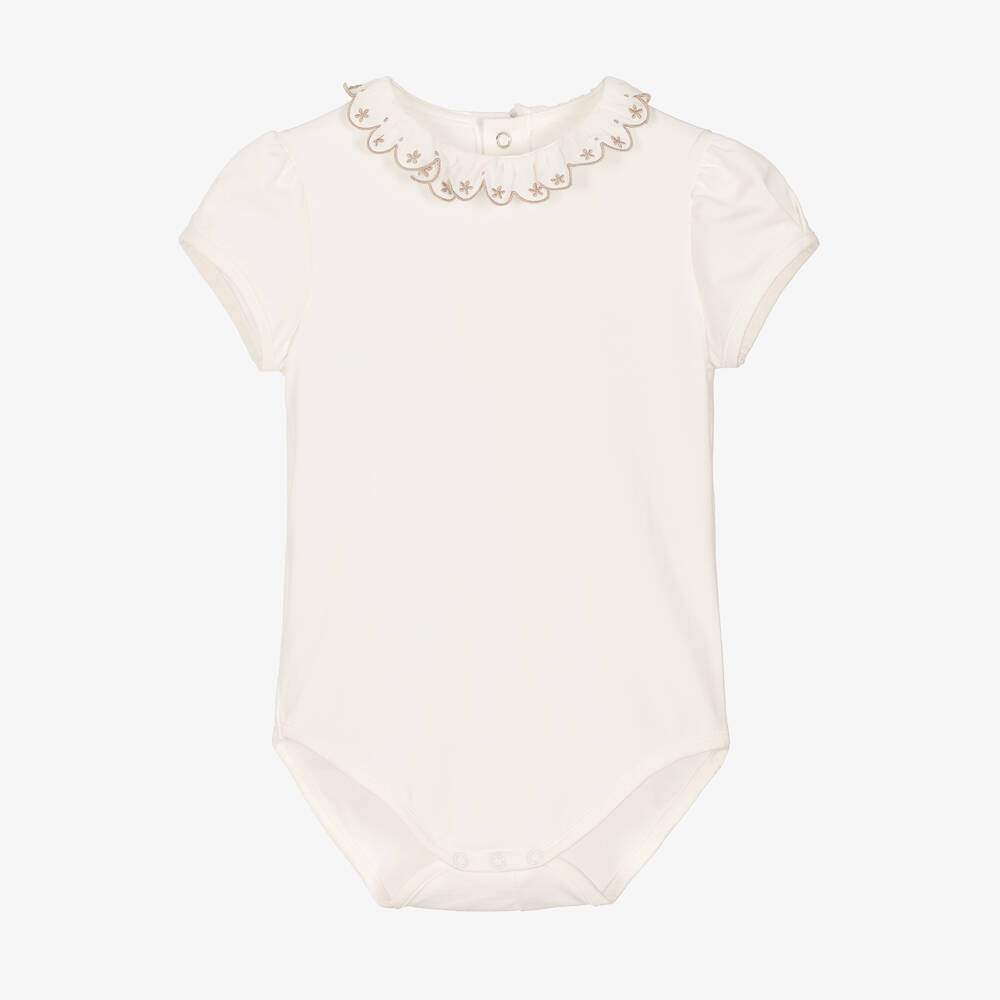 Mayoral-Baby Girls Ivory Ruffle Collar Bodysuit | Childrensalon Outlet