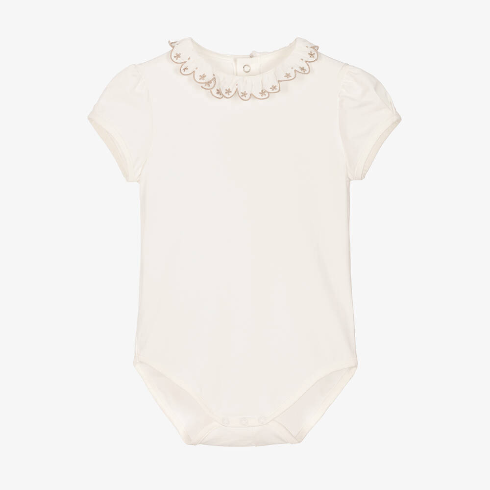 Mayoral - Baby Girls Ivory Ruffle Collar Bodysuit | Childrensalon