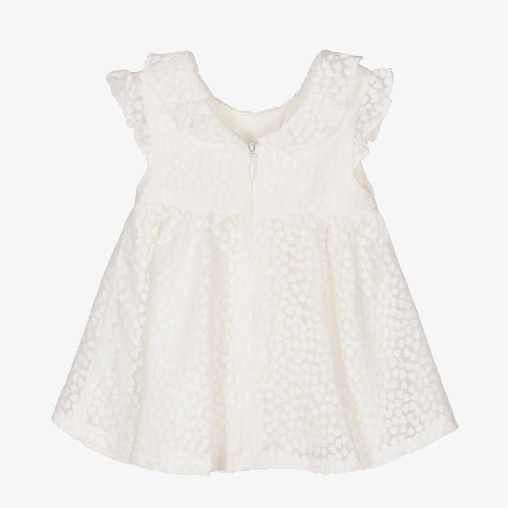 Mayoral-Baby Girls Ivory Spot Organza Dress | Childrensalon Outlet