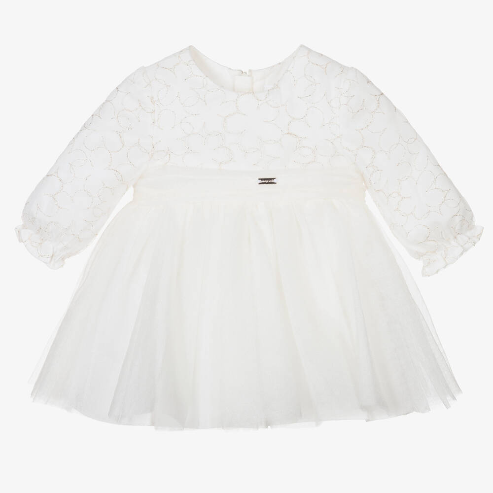 Mayoral - Baby Girls Ivory Tulle Dress  | Childrensalon