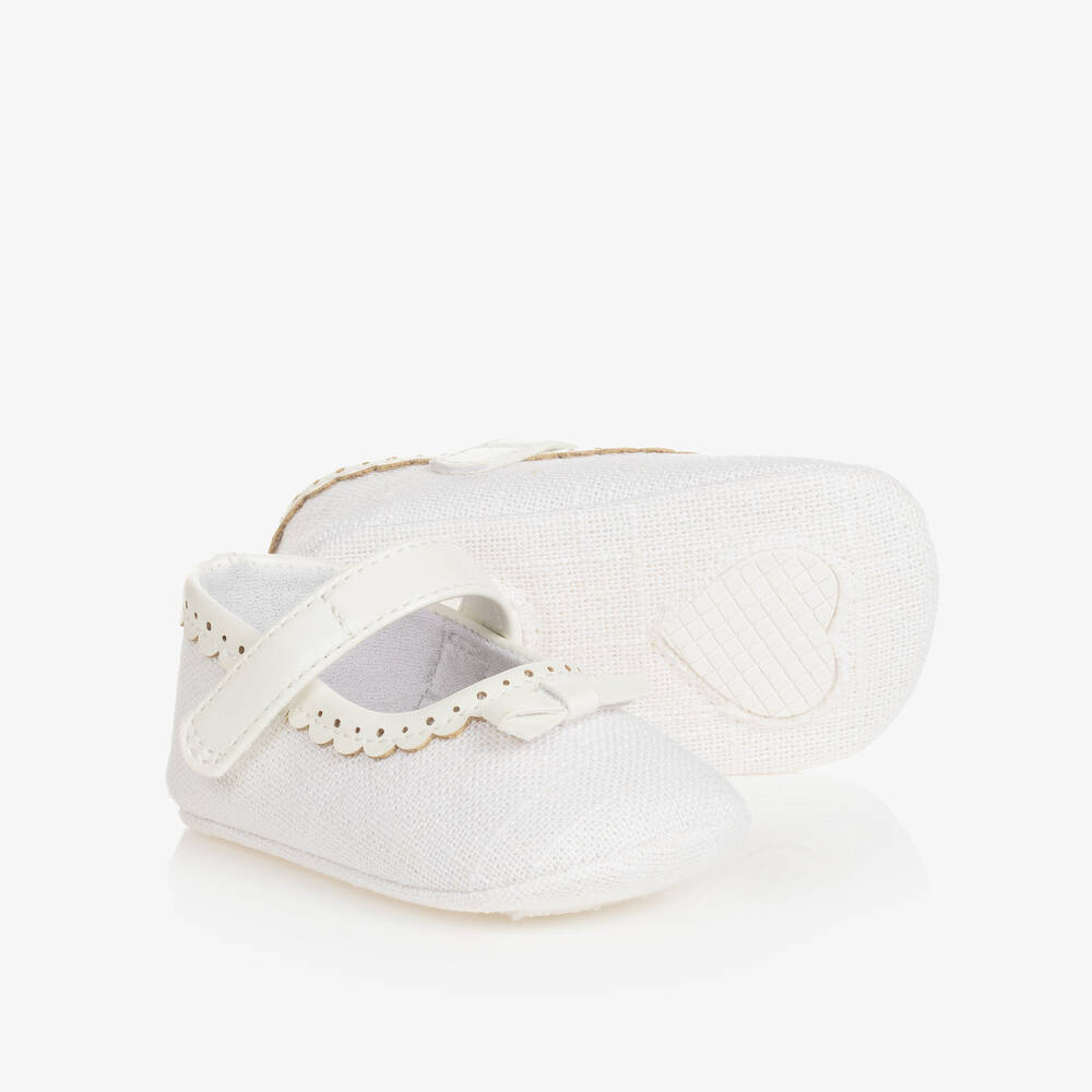 Mayoral Newborn-Baby Girls Ivory Woven Pre-Walker Shoes | Childrensalon Outlet
