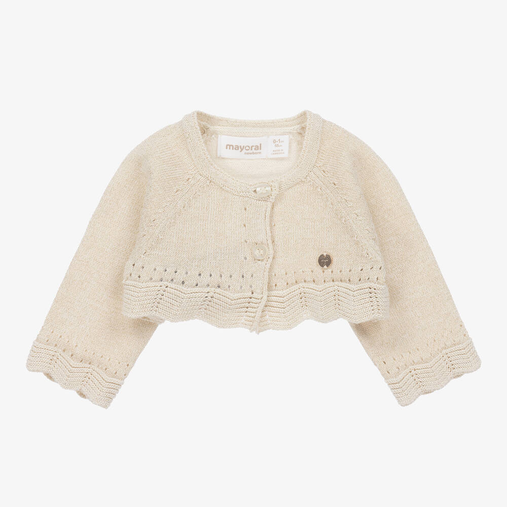 Mayoral - Hellgoldene Baby-Bolero-Strickjacke | Childrensalon