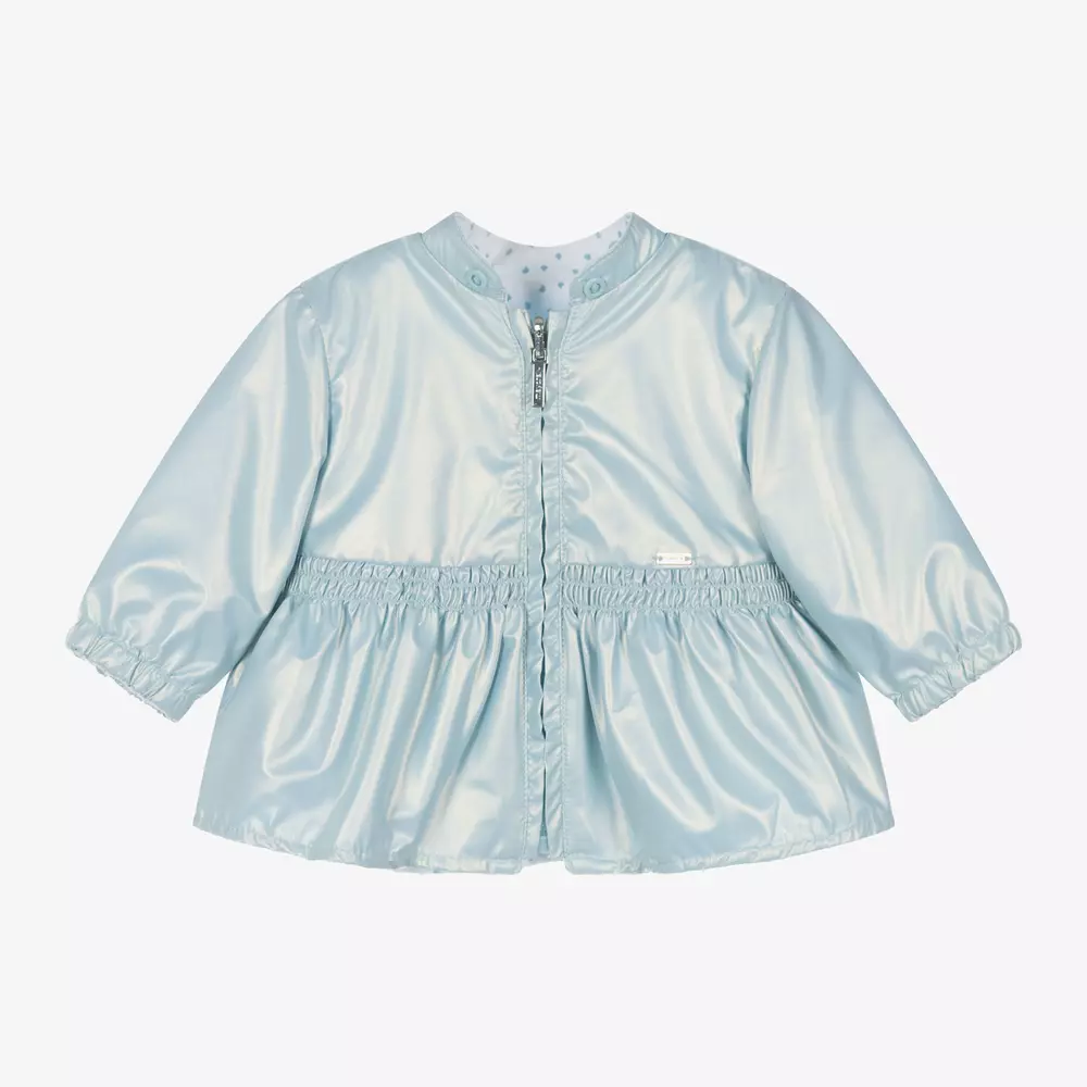 Mayoral Newborn-Baby Girls Metallic Blue Reversible Coat | Childrensalon Outlet