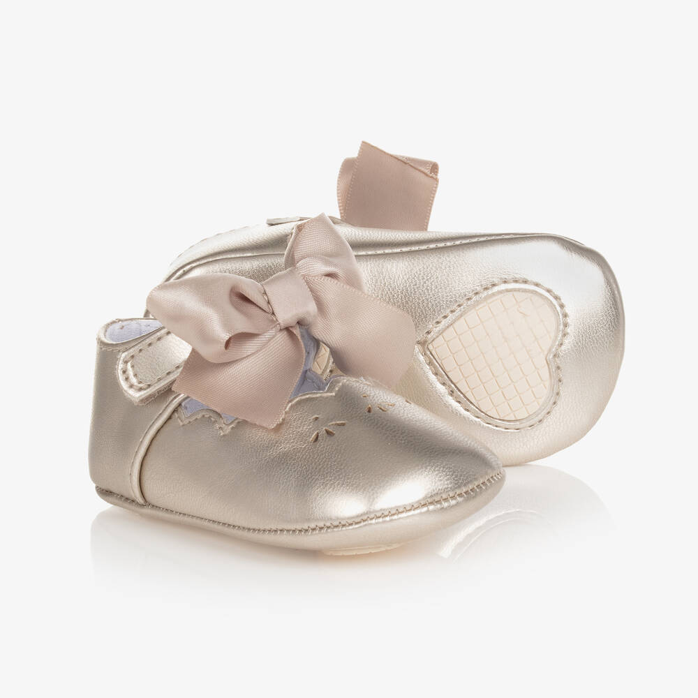 Mayoral - Baby-Krabbelschuhe in Metallic-Gold | Childrensalon