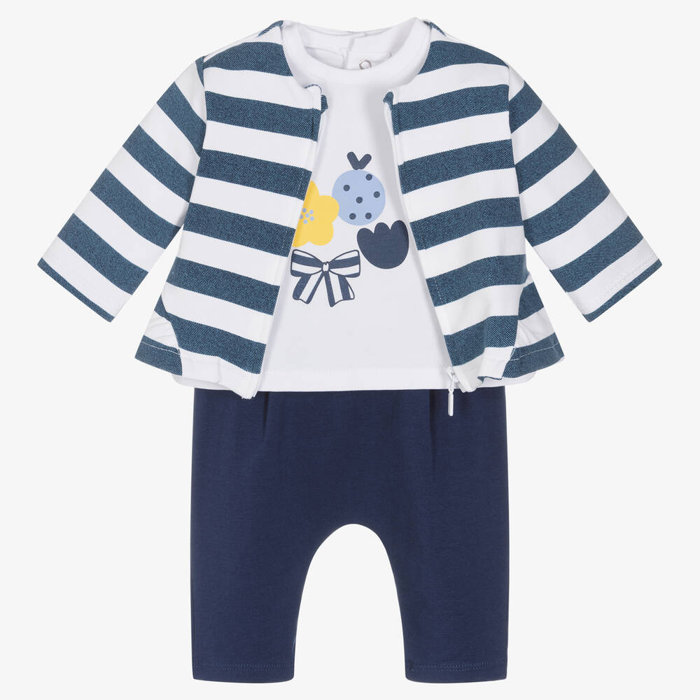 Mayoral - Navyblaues Baby-Baumwollhosen-Set | Childrensalon