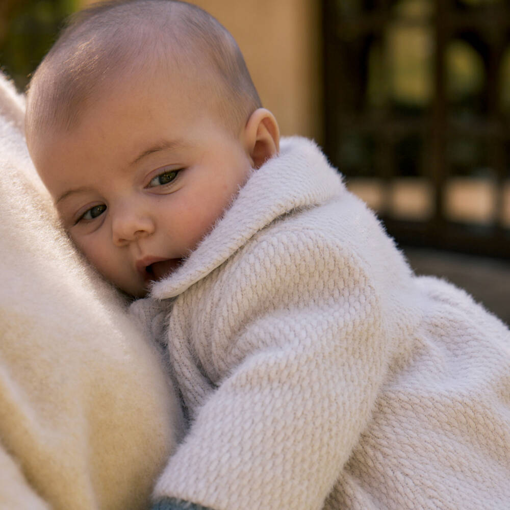 Mayoral Newborn-Baby Girls Pale Beige Fluffy Coat | Childrensalon Outlet