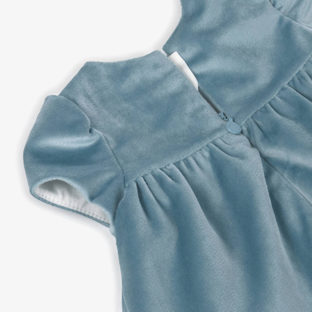 Mayoral Newborn-Baby Girls Pale Blue Smocked Velvet Dress | Childrensalon Outlet