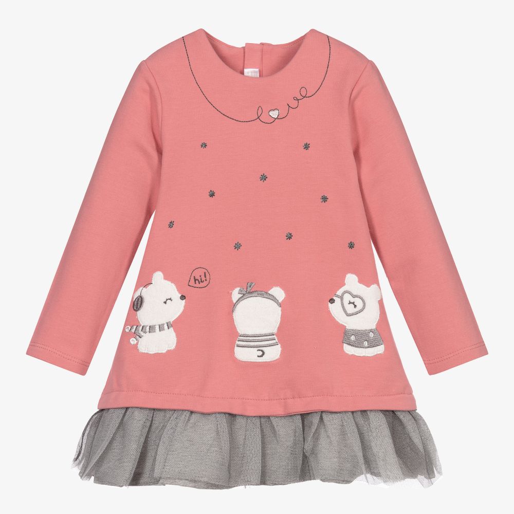 Mayoral Newborn - Розовое платье с медвежатами для девочек | Childrensalon