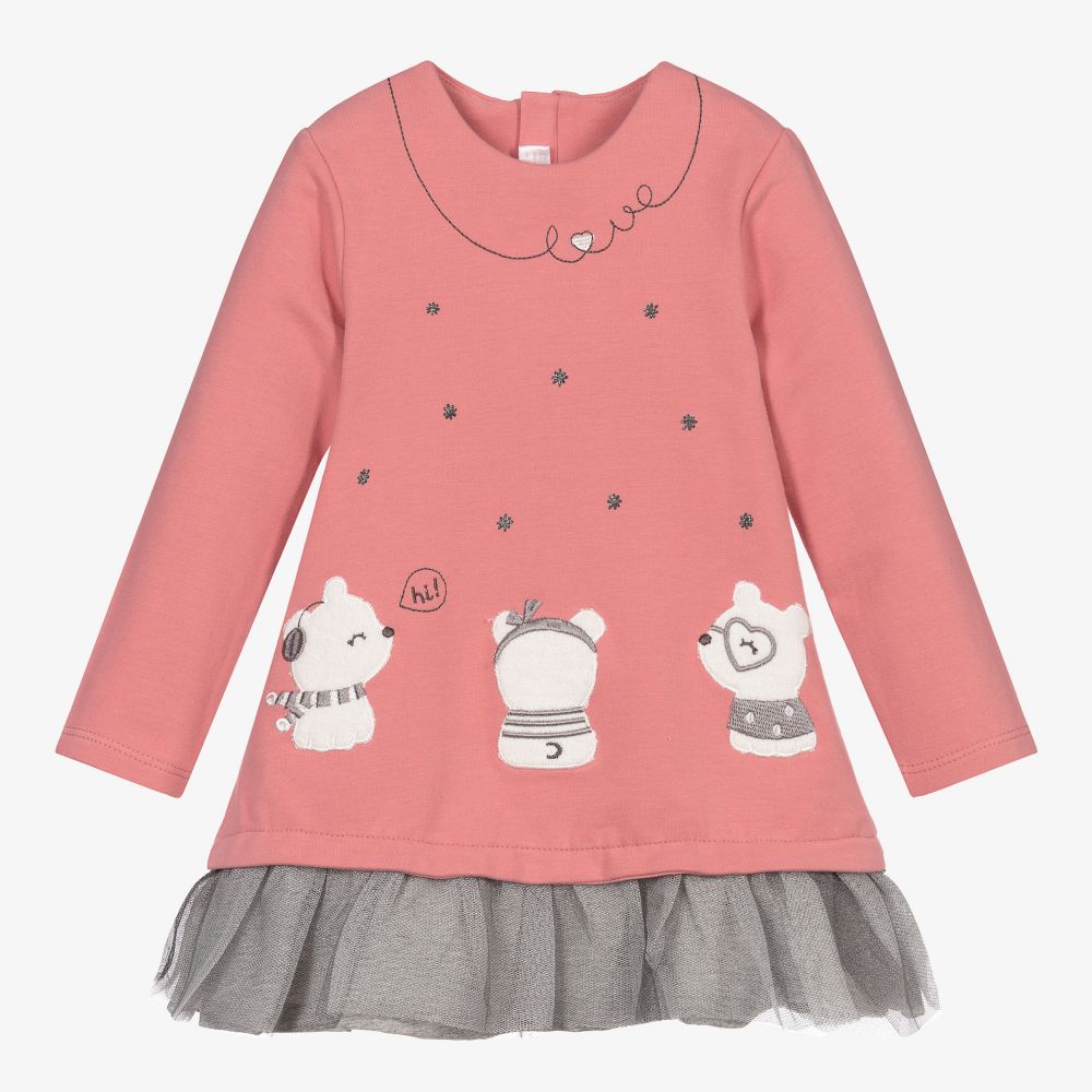 Mayoral Newborn - Baby Girls Pink Bears Dress | Childrensalon