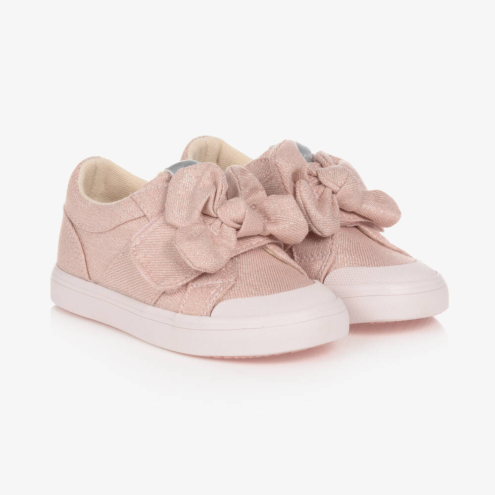 Mayoral - Baby Girls Pink Canvas Bow Trainers | Childrensalon