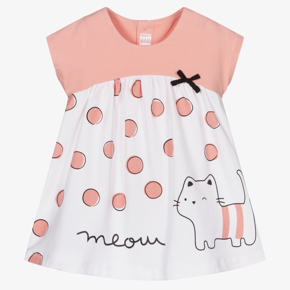Mayoral Newborn - Розовое платье с кошкой для малышек | Childrensalon
