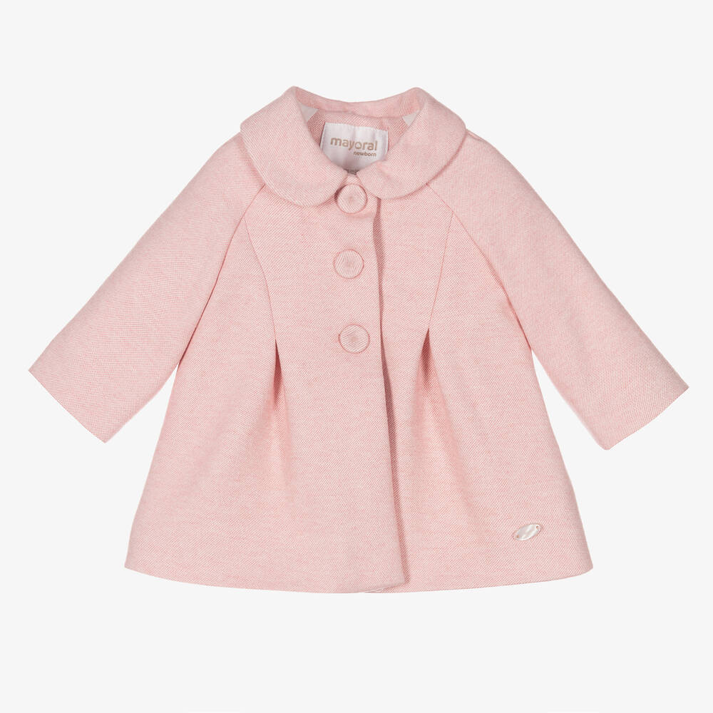 Mayoral Newborn - Розовое пальто для малышек | Childrensalon