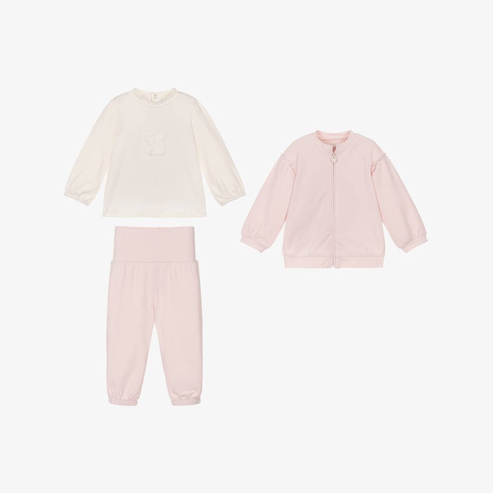 Mayoral Newborn-Baby Girls Pink Cotton Bunny Tracksuit Set | Childrensalon Outlet