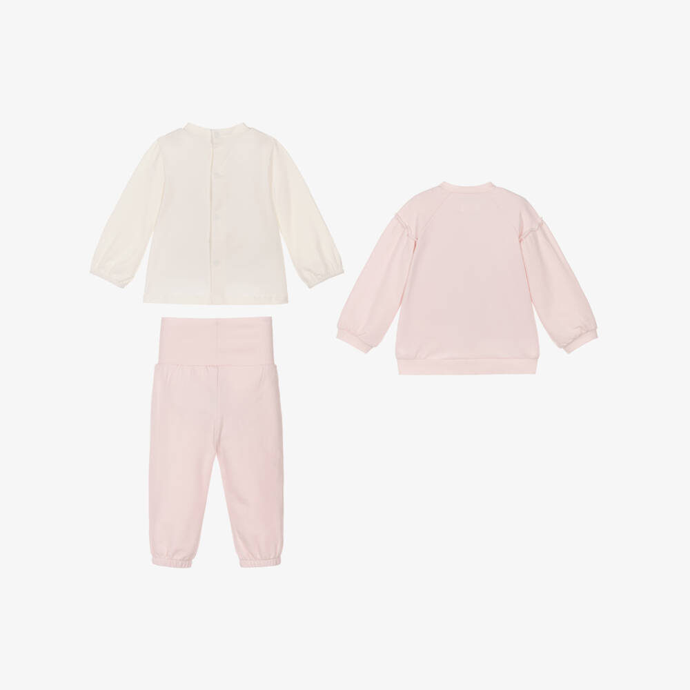 Mayoral Newborn-Baby Girls Pink Cotton Bunny Tracksuit Set | Childrensalon Outlet