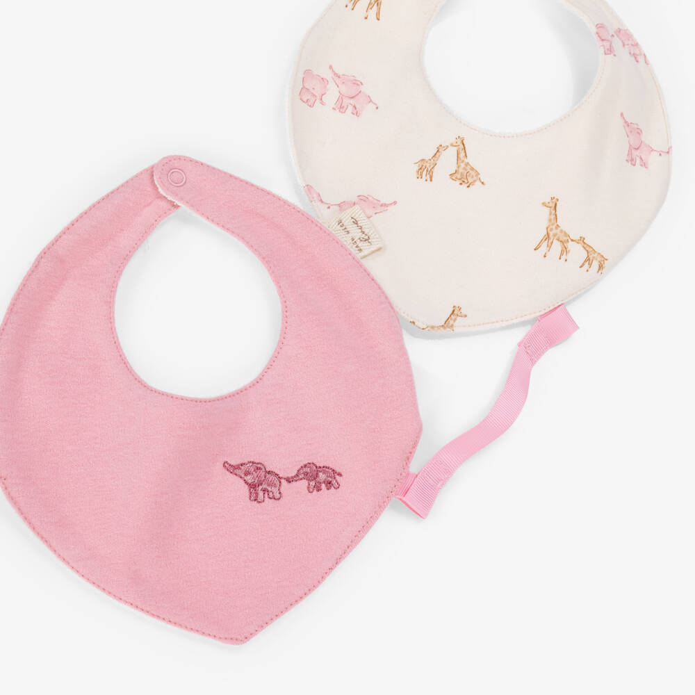 Mayoral Newborn-Baby Girls Pink Cotton Elephant Bibs (2 Pack) | Childrensalon Outlet