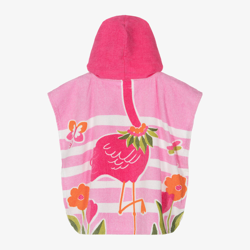 Mayoral-Baby Girls Pink Cotton Flamingo Poncho Towel | Childrensalon Outlet