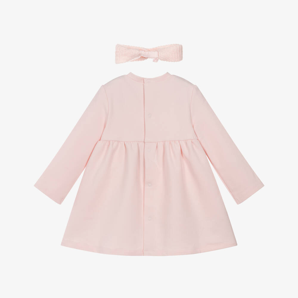 Mayoral Newborn-Baby Girls Pink Cotton Jersey Dress & Knitted Hairband Set | Childrensalon Outlet