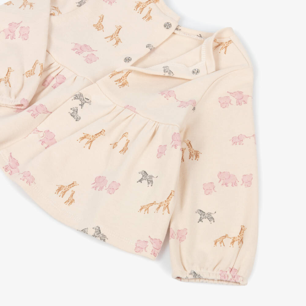 Mayoral Newborn-Baby Girls Pink Cotton Jersey Safari Animals Trouser Set | Childrensalon Outlet