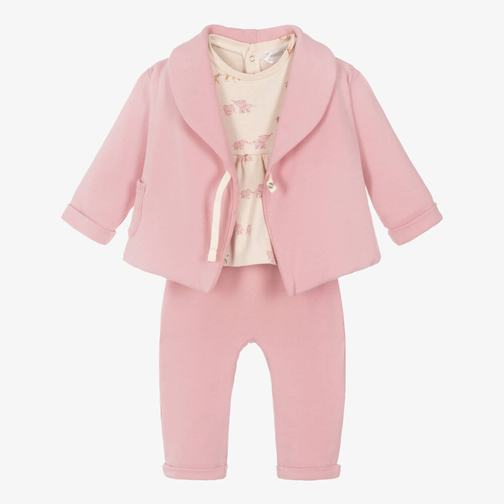 Mayoral Newborn-Baby Girls Pink Cotton Jersey Safari Animals Trouser Set | Childrensalon Outlet