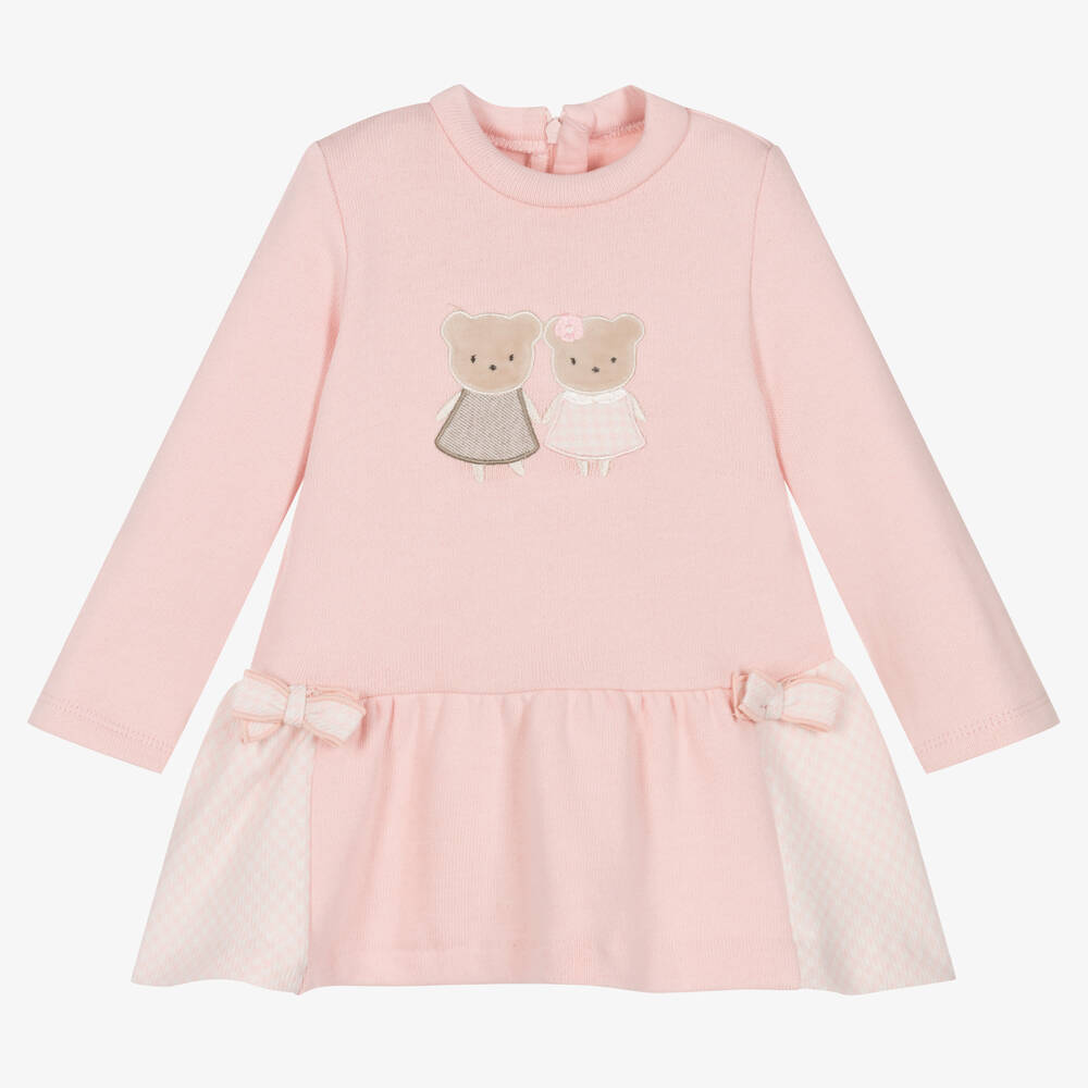 Mayoral - Розовое трикотажное платье с медвежатами | Childrensalon
