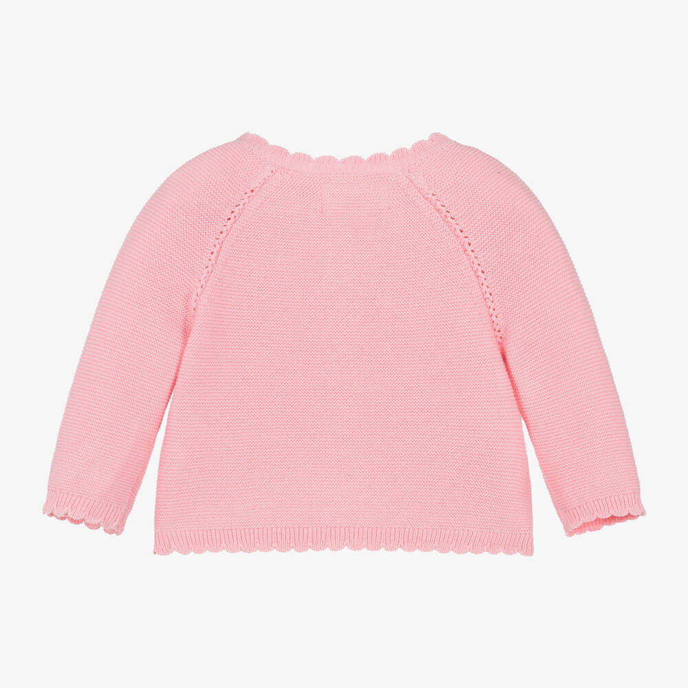 Mayoral-Baby Girls Pink Cotton Knit Cardigan | Childrensalon Outlet
