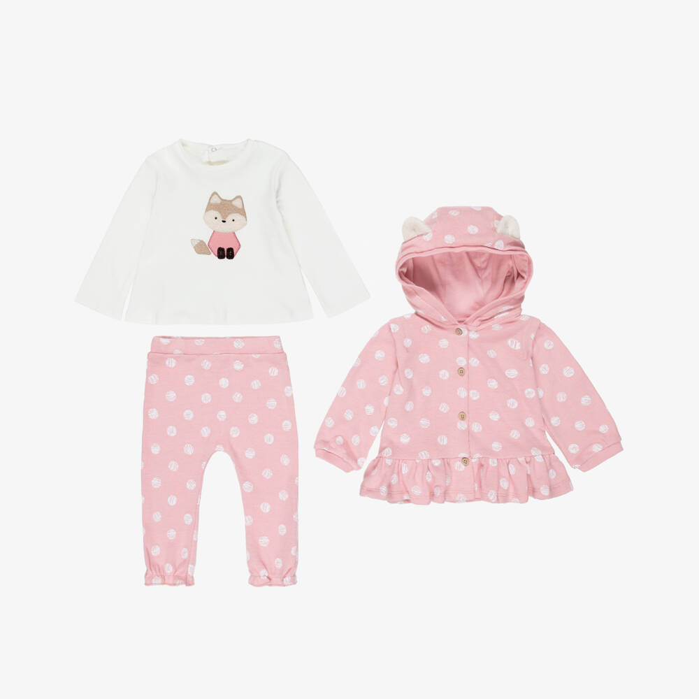 Mayoral Newborn-Baby Girls Pink Cotton Knit Trousers Set | Childrensalon Outlet