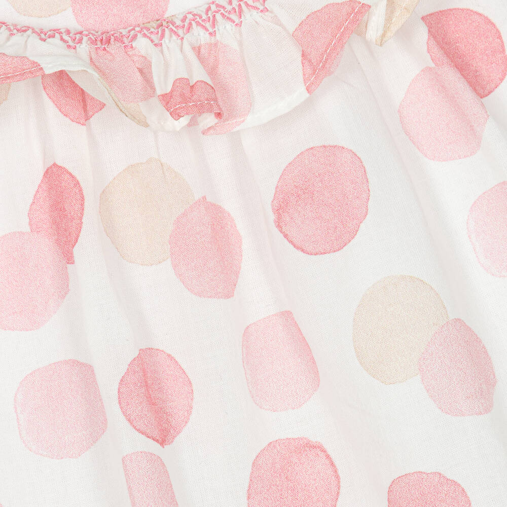 Mayoral-Baby Girls Pink Cotton Spotted Dress | Childrensalon Outlet
