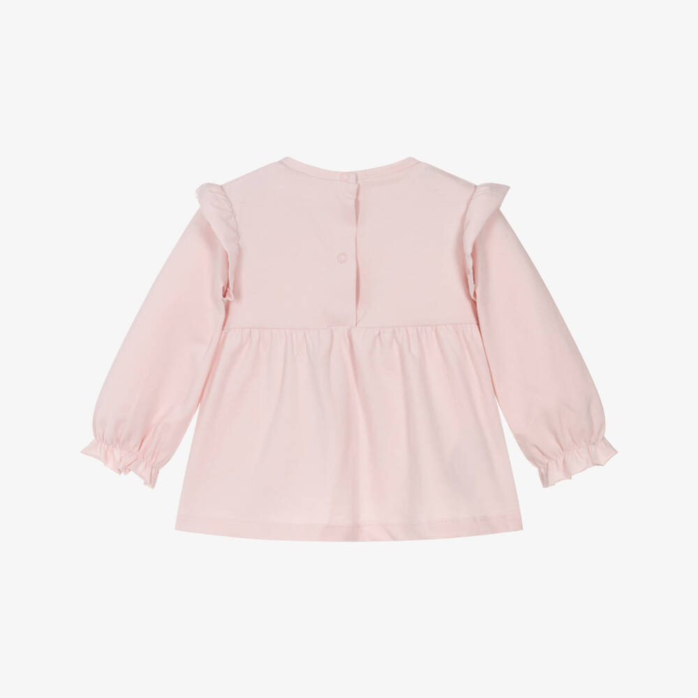 Mayoral Newborn-Baby Girls Pink Cotton Top with Ruffle Trim | Childrensalon Outlet