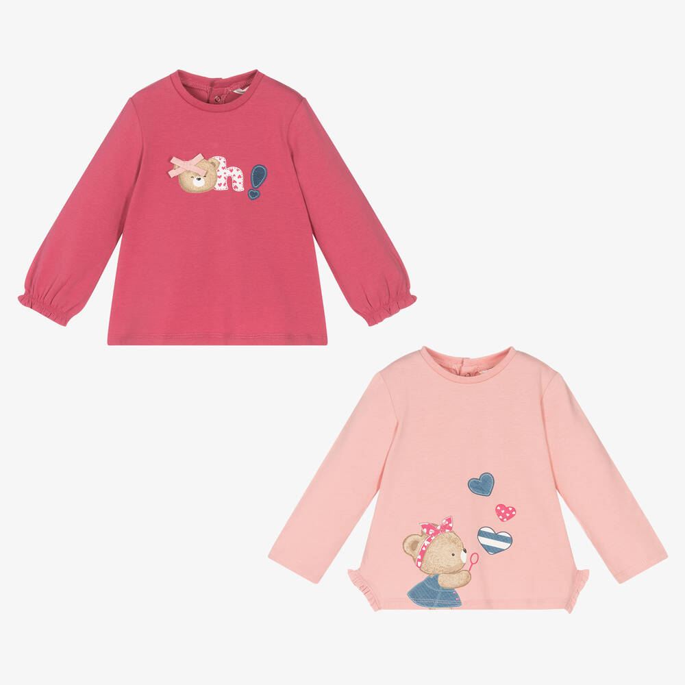 Mayoral - Baby Girls Pink Cotton Tops (2 Pack) | Childrensalon
