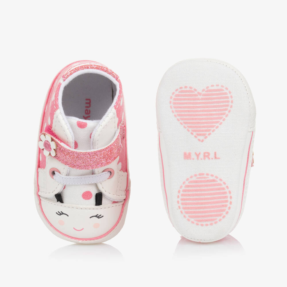 Mayoral Newborn Baby Girls Pink Dot Pre Walker Trainers Childrensalon Outlet