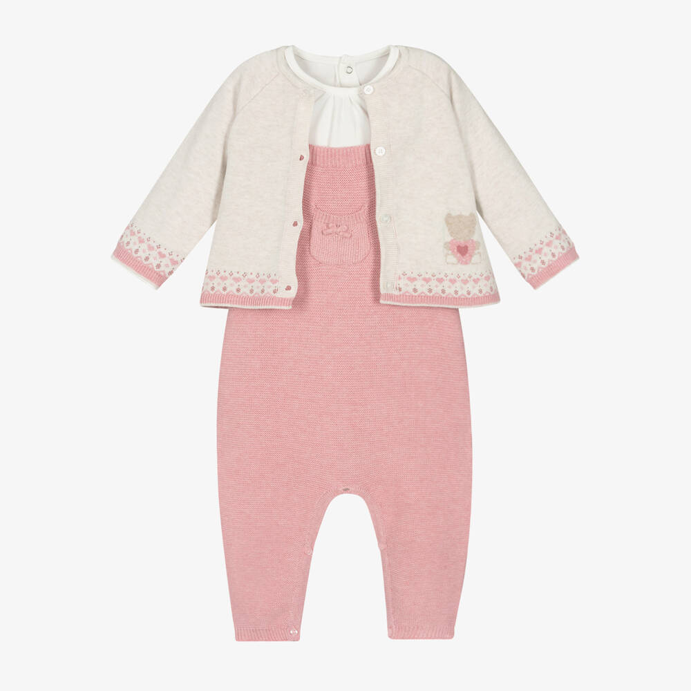 Mayoral - Rosa Baby-Latzhosen-Set für Mädchen | Childrensalon