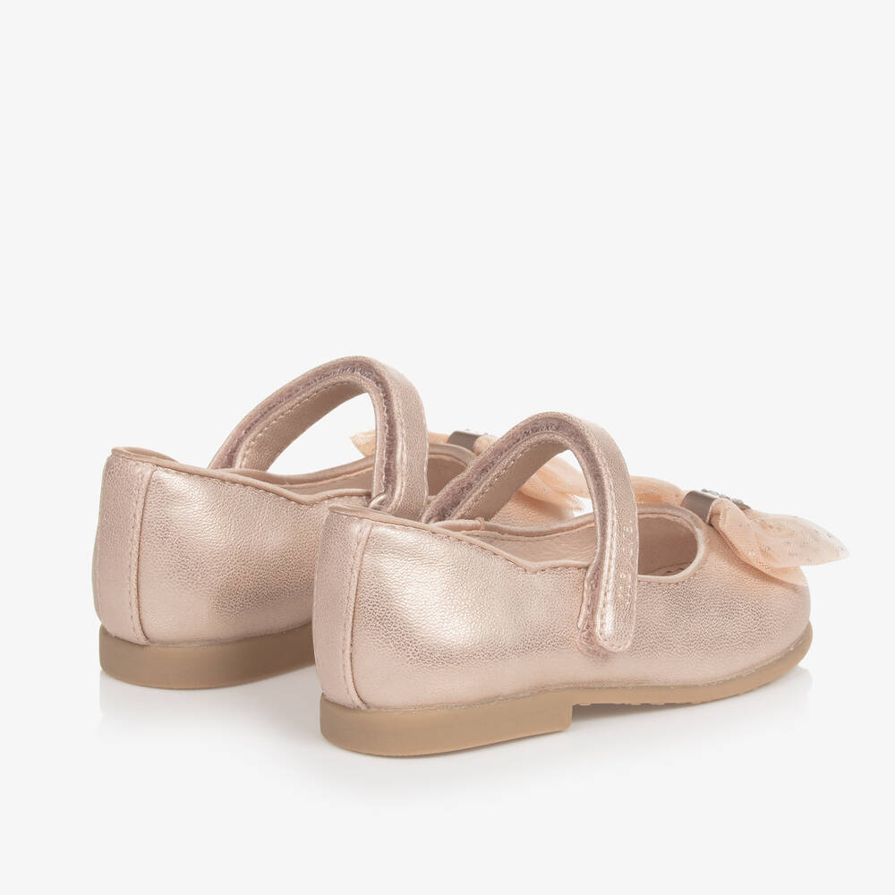 Mayoral-Baby Girls Pink Faux Leather Bow Pumps | Childrensalon Outlet