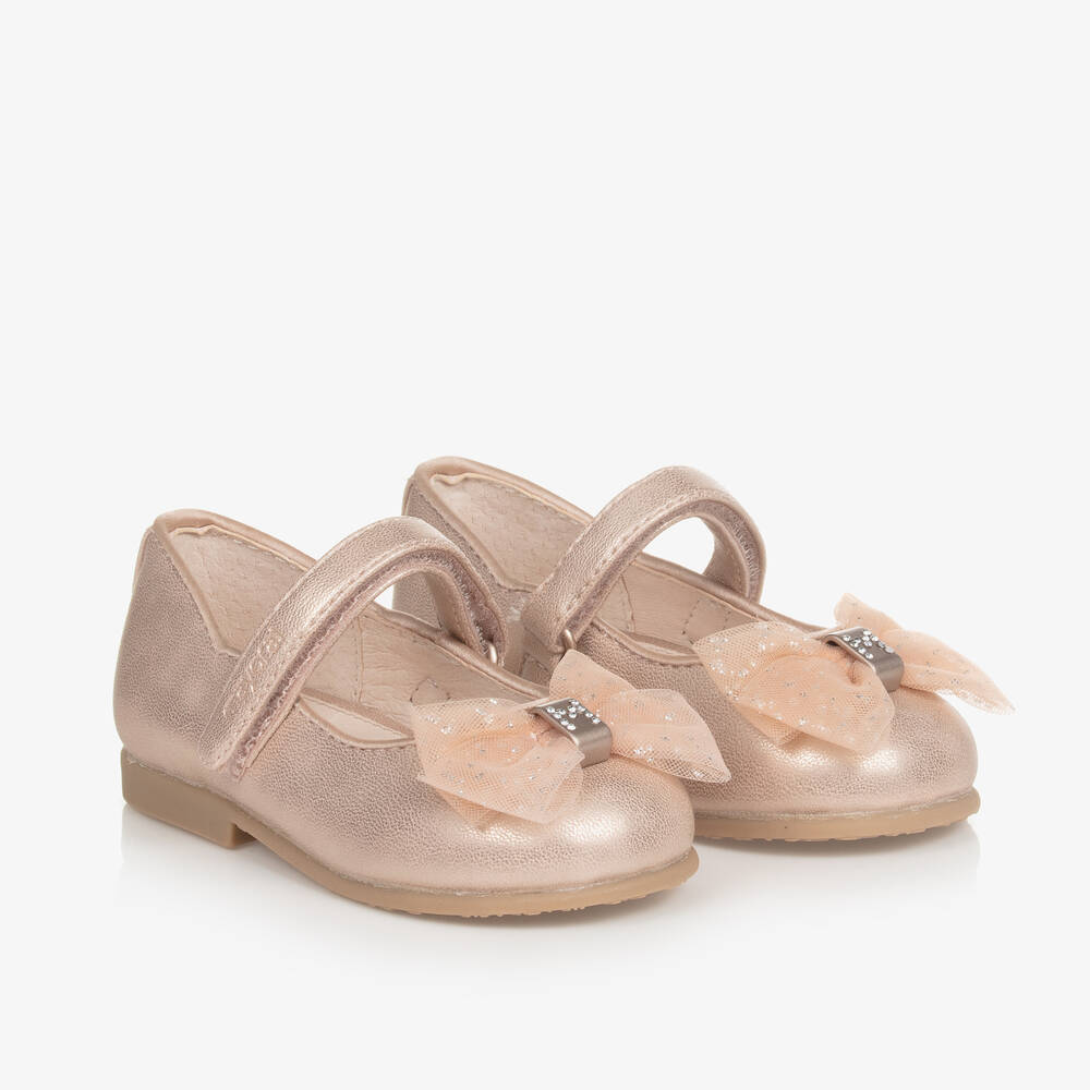 Mayoral-Baby Girls Pink Faux Leather Bow Pumps | Childrensalon Outlet