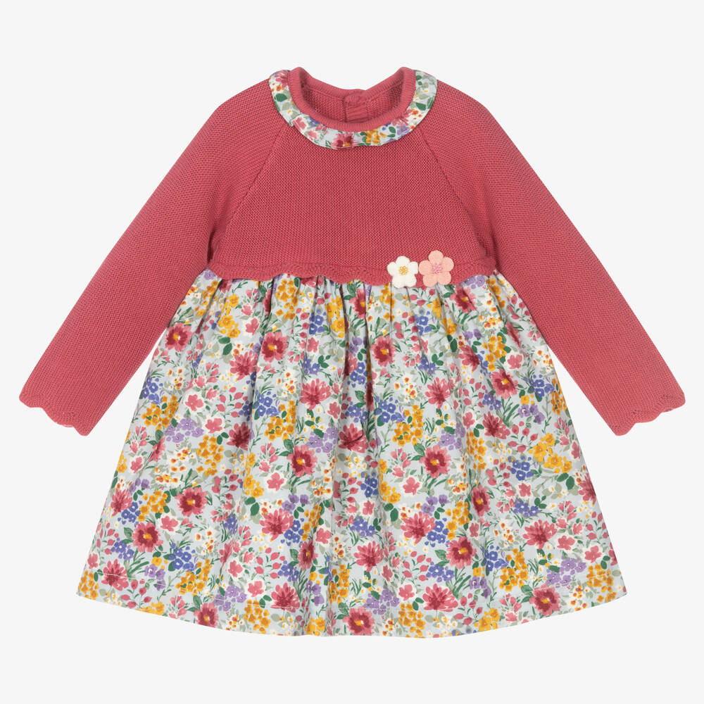 Mayoral Newborn - Розовое платье в цветочек для малышек | Childrensalon