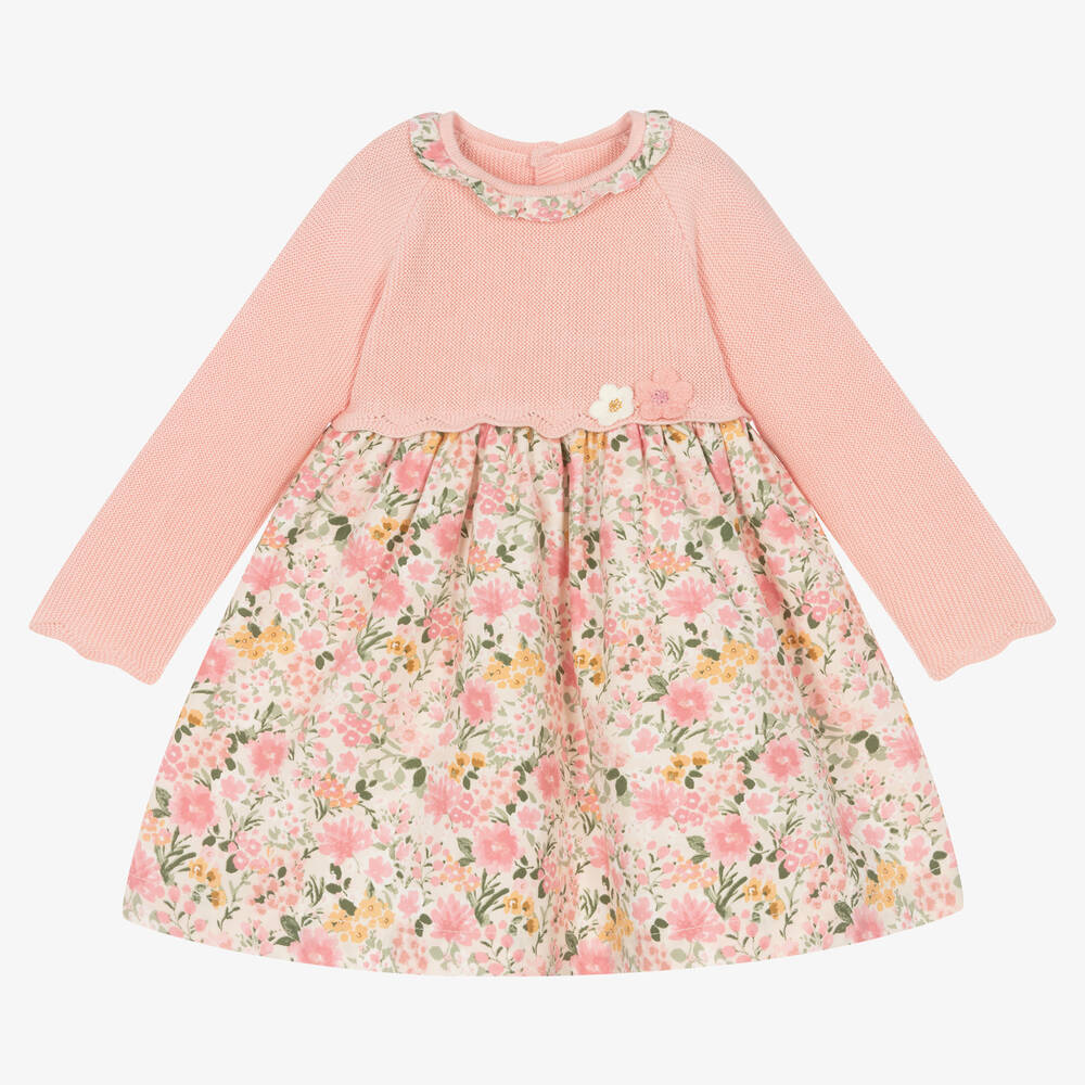 Mayoral Newborn - Розовое платье в цветочек  | Childrensalon