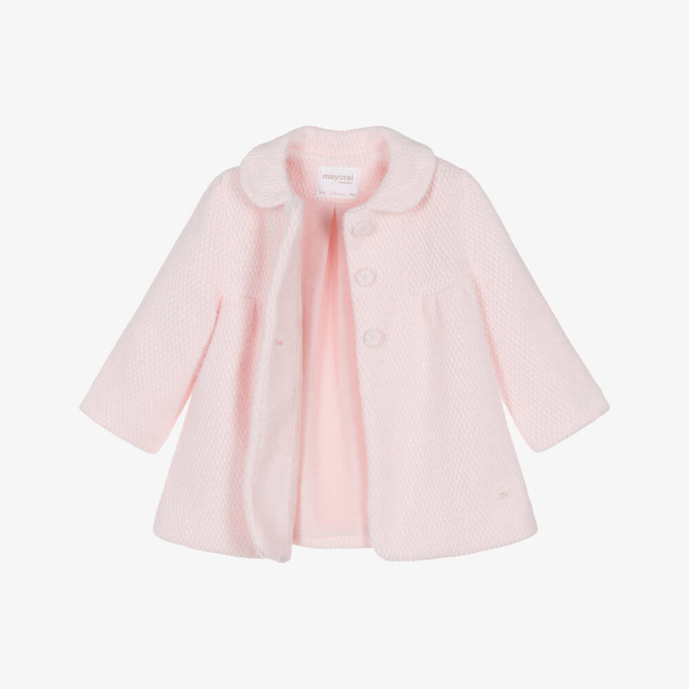Mayoral Newborn-Baby Girls Pink Fluffy Coat | Childrensalon Outlet