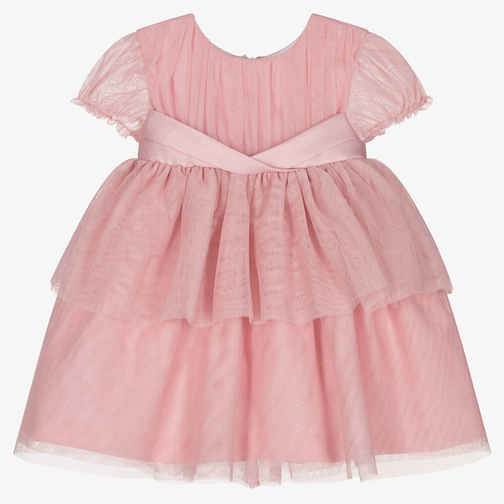 Mayoral - Baby Girls Pink Glitter Tulle Dress | Childrensalon