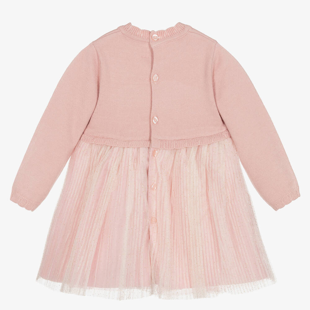 Mayoral-Розовое платье из тюля в золотистый горох | Childrensalon Outlet