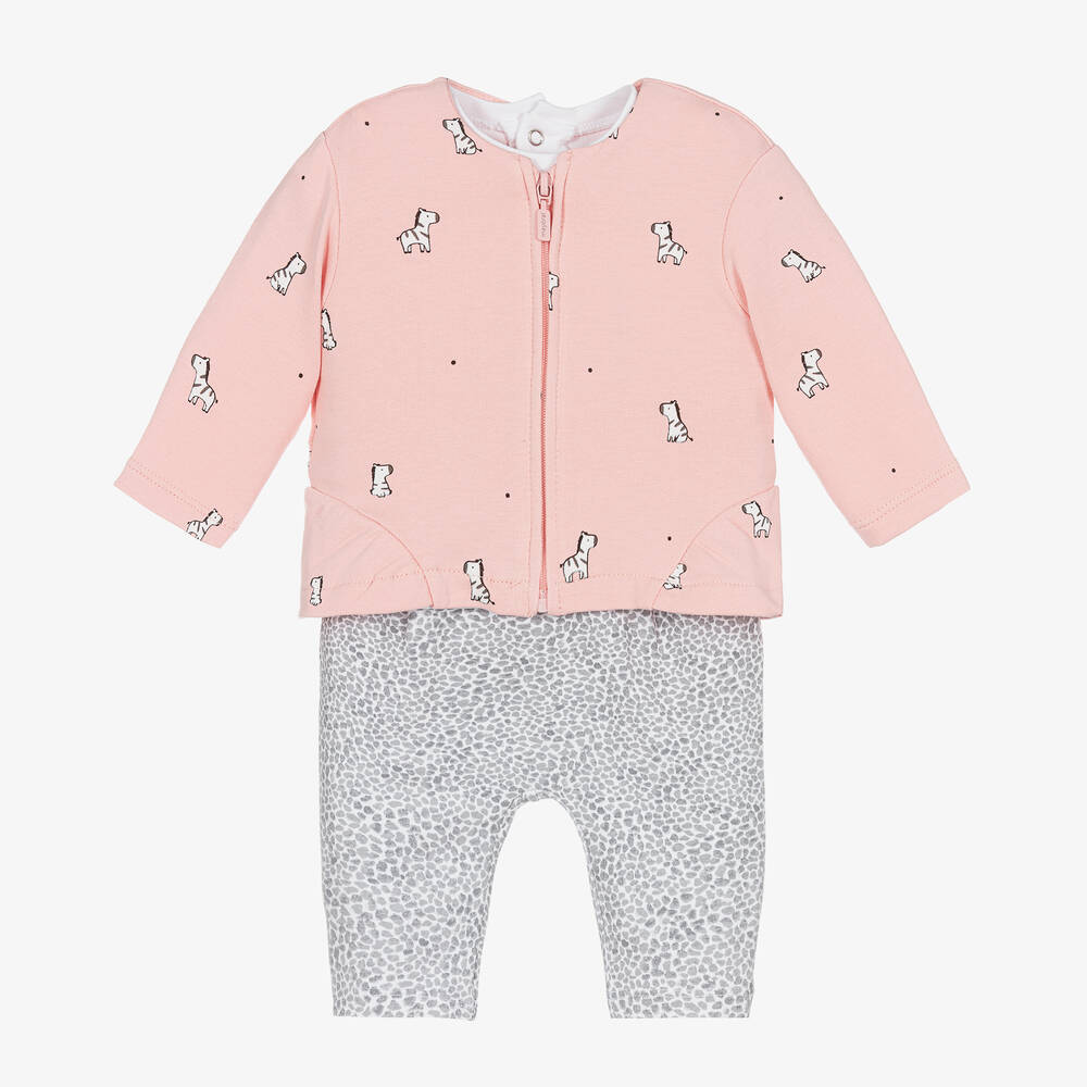 Mayoral - Розово-серый комплект с брюками из хлопка | Childrensalon