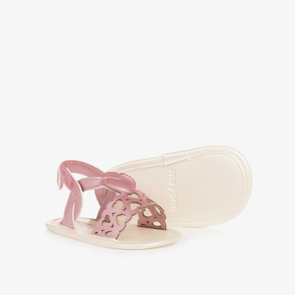 Mayoral Для новорожденных-Baby Girls Pink Heart Pre-Walker Sandals | Childrensalon Outlet