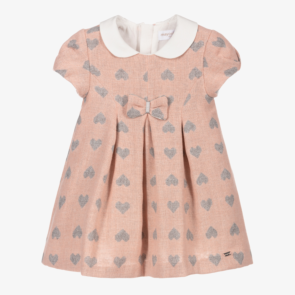 Mayoral Newborn - Розовое платье с сердечками для девочек | Childrensalon