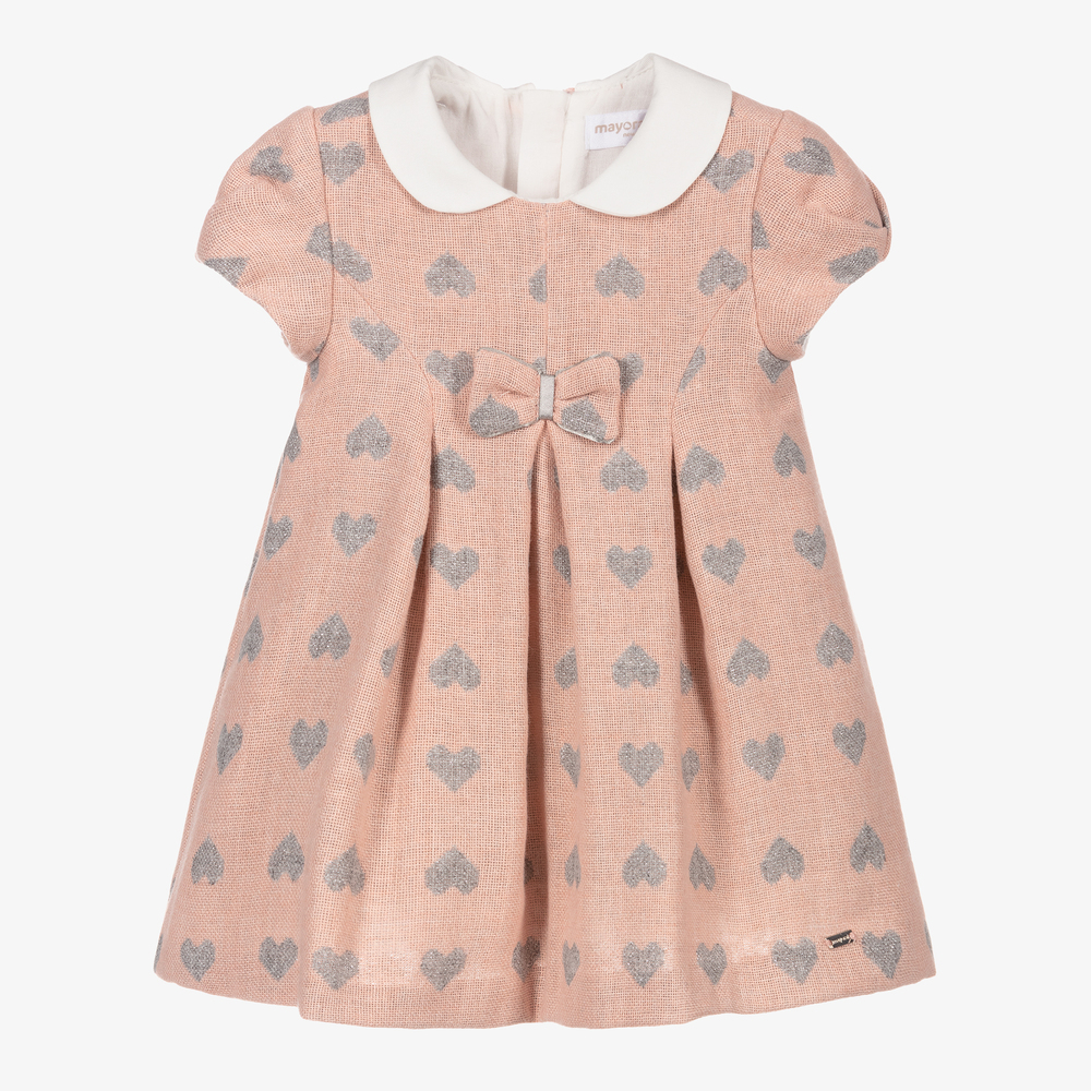 Mayoral Newborn Baby Girls Pink Hearts Dress Childrensalon Outlet