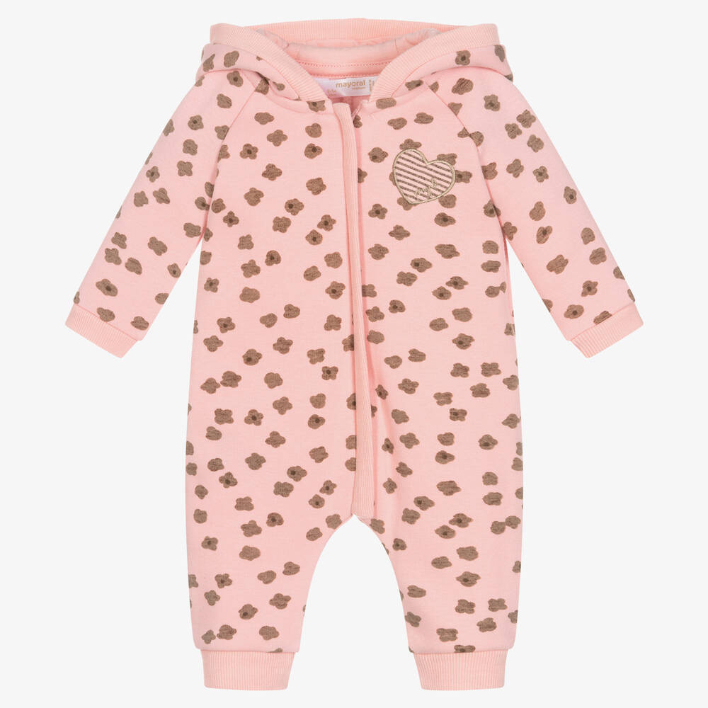 Mayoral Newborn-Baby Girls Pink Hooded Romper  | Childrensalon Outlet