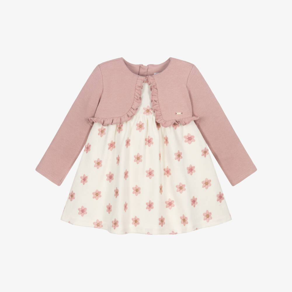 Mayoral Newborn-Baby Girls Pink & Ivory Layered-Look Dress | Childrensalon Outlet