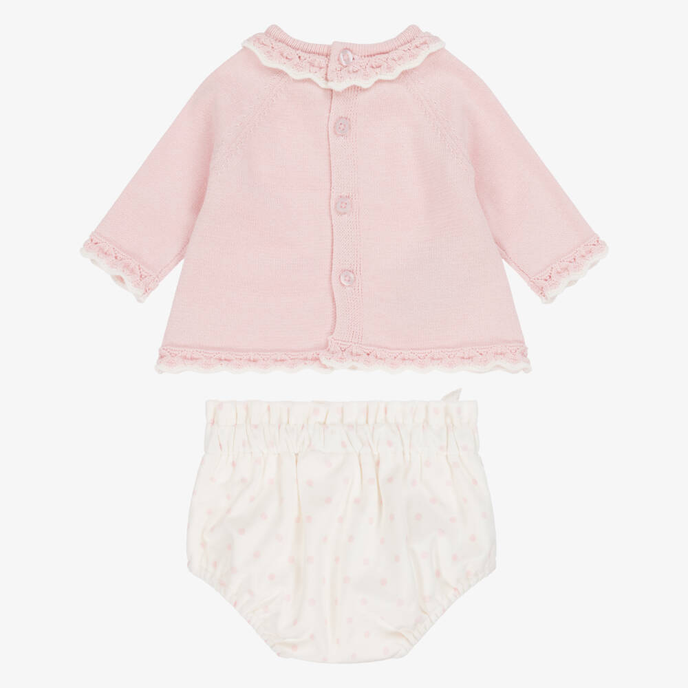 Mayoral Newborn-Baby Girls Pink & Ivory Polka Dot Shorts Set | Childrensalon Outlet