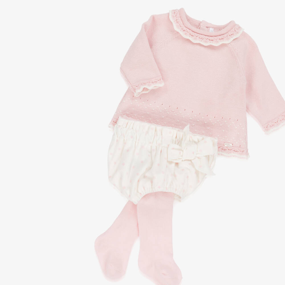 Mayoral Newborn-Baby Girls Pink & Ivory Polka Dot Shorts Set | Childrensalon Outlet